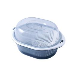 双层塑料保洁篮洗菜筐水果蔬菜盆厨房沥水篮加厚带盖滴水筛淘菜篓